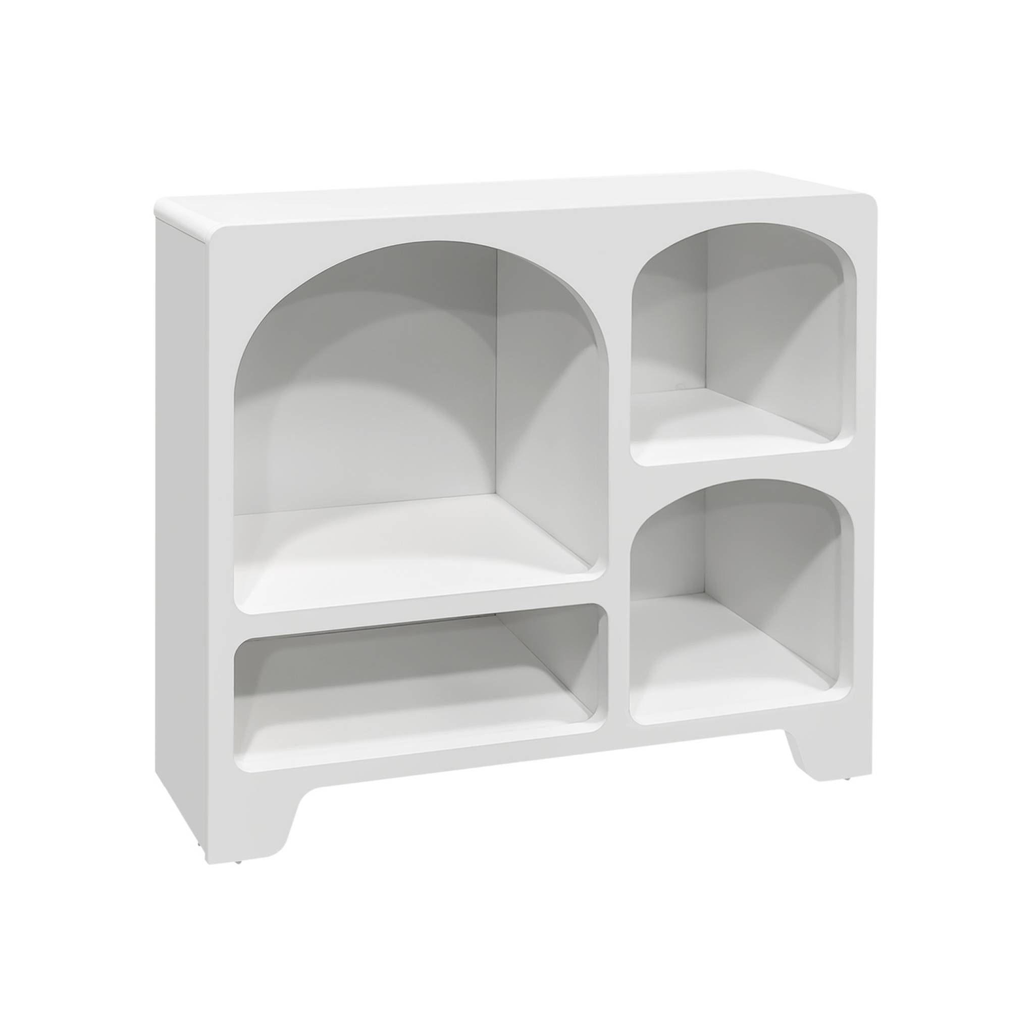 Buffet organique plusieurs niches 4 compartiments. buffet bas. effet bois blanc 90cm