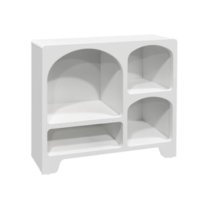 Buffet organique plusieurs niches 4 compartiments. buffet bas. effet bois blanc 90cm