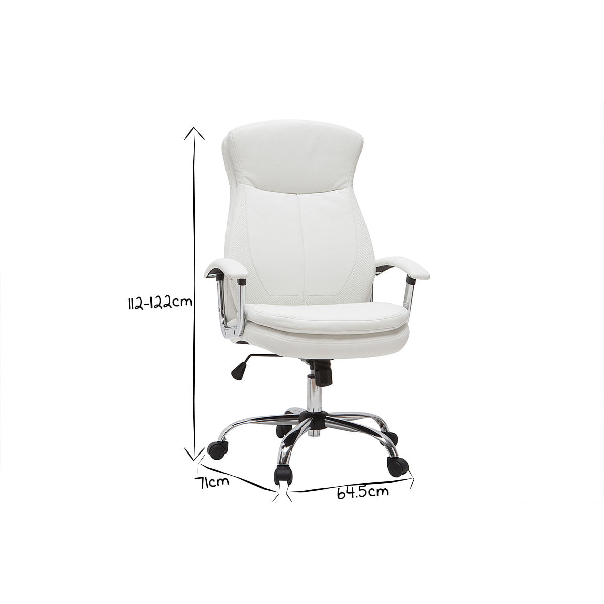 Fauteuil de bureau à roulettes design blanc et acier chromé WALL STREET