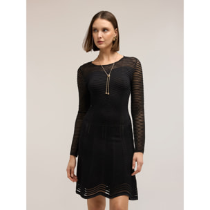 Motivi - Vestito svasato in maglia traforata - Nero
