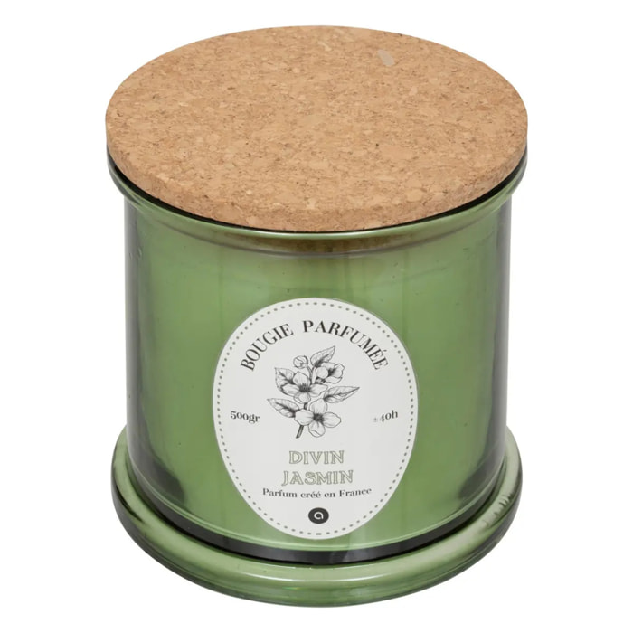 Bougie parfumée Hapo 500g pot en verre avec couvercle jasmin