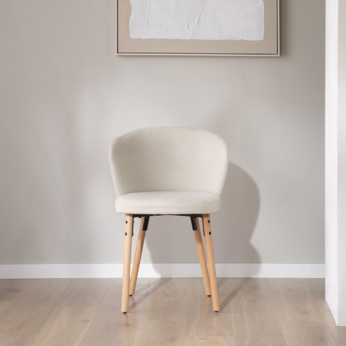 Chaise rembourrée Lauder -tissu et bois-couleur blanc 53 x 82 x 49 cm