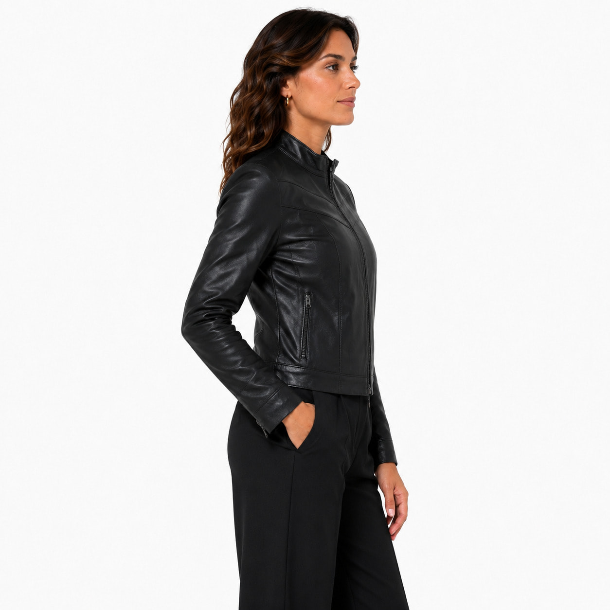 Giubbino in vera pelle di vitello Nero