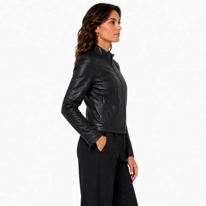 Giubbino in vera pelle di vitello Nero