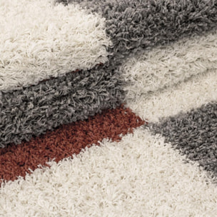 Tapis poils longs shaggy tissé motif géométrique NICO