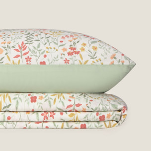 Sábana de algodón 180 hilos flores Ferdu color verde 100% Algodón percal