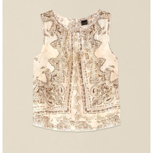 Oltre - Top in voile fantasia - Beige