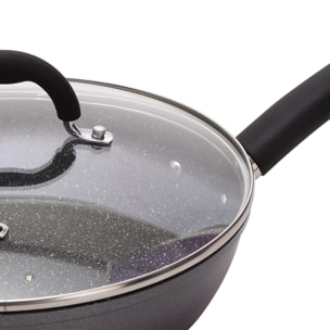 Juego de 2 Sartenes Ø20Ø24cm + Wok de Ø28cm en Aluminio forjado aptas para inducción color Gris MasterPRO