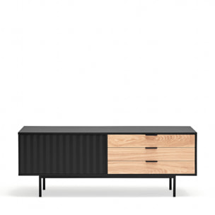 Mueble de televisión Sierra 1 puerta y 3 cajones negro y roble