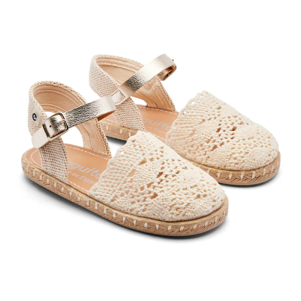 Alpargatas Niña Hebilla Ganchillo Beige
