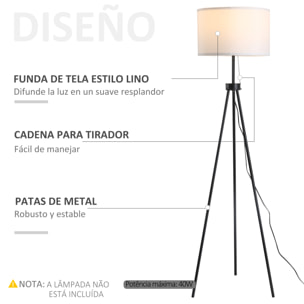 Lámpara de Pie Moderna Lámpara de Pie Salón con Pantalla Redonda Trípode y Casquillo E27 Lámpara para Dormitorio Sala de Estar Blanco y Negro