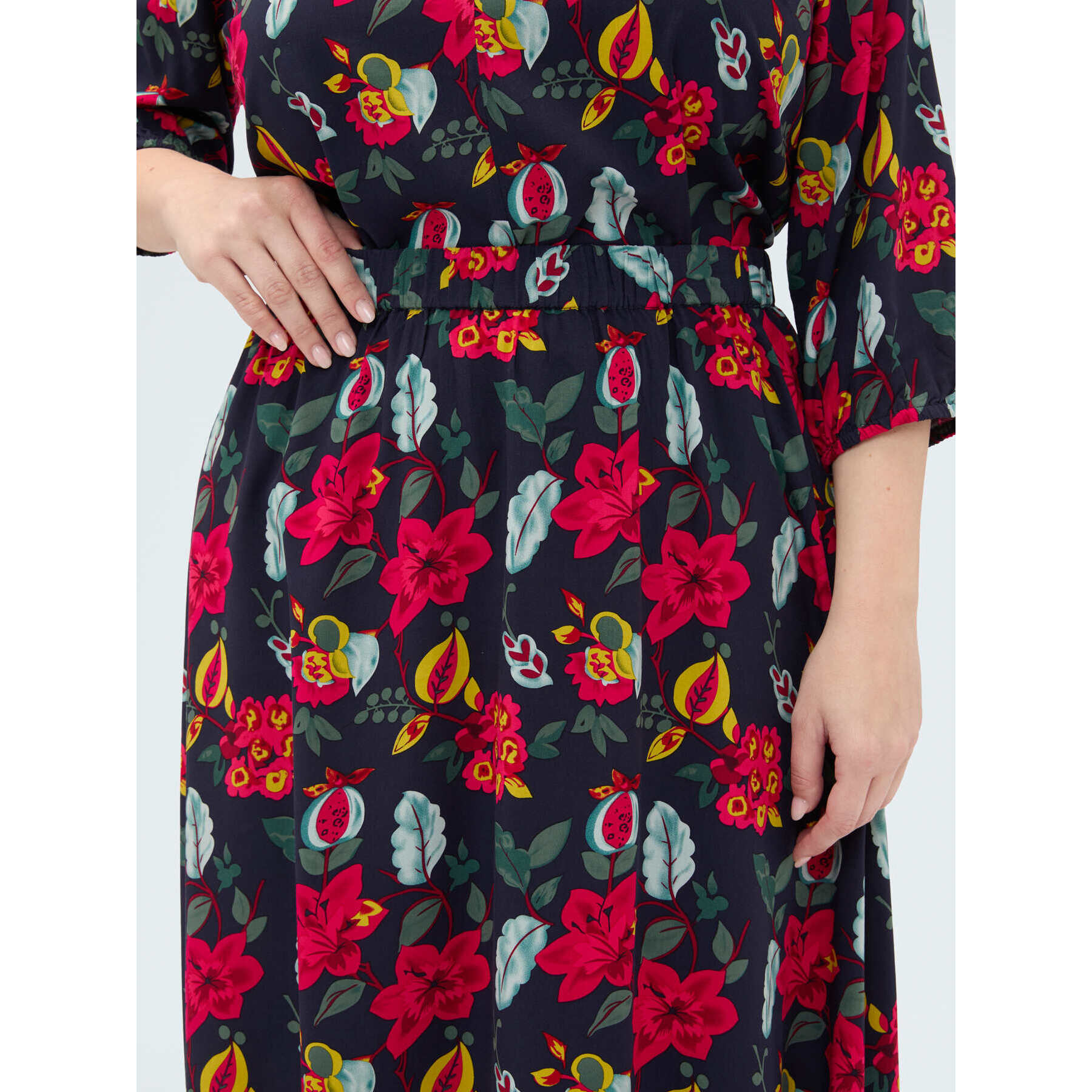 Fiorella Rubino - Falda larga con estampado floral - Azul