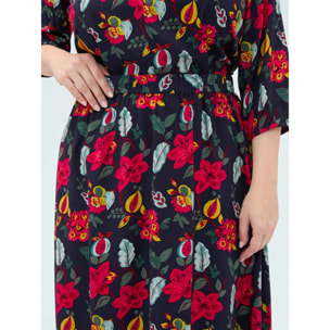 Fiorella Rubino - Falda larga con estampado floral - Azul
