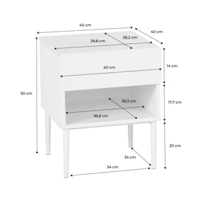 Table de chevet métal et décor bois 1 porte 1 niche (lot de 2) ASHTON