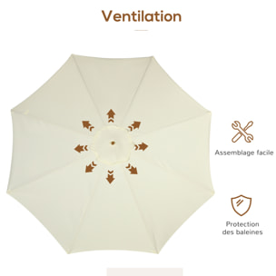 Parasol droit Ø3 m – Grand format – Bois de bambou