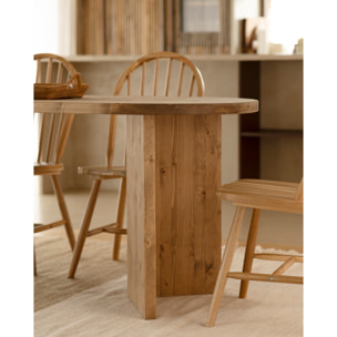 Table à manger en bois massif ton chêne foncé en différentes tailles
