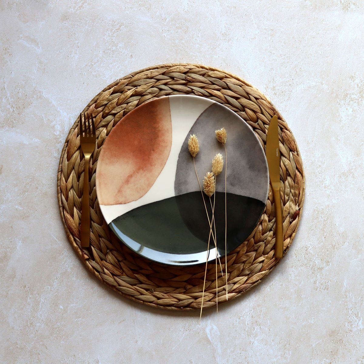 Lot de 6 assiettes plates en grès 26cm GAIA