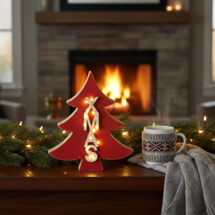 Albero con led e scritta xmas sc - Pezzi 2 - ROSSO - Bianchi Dino SpA