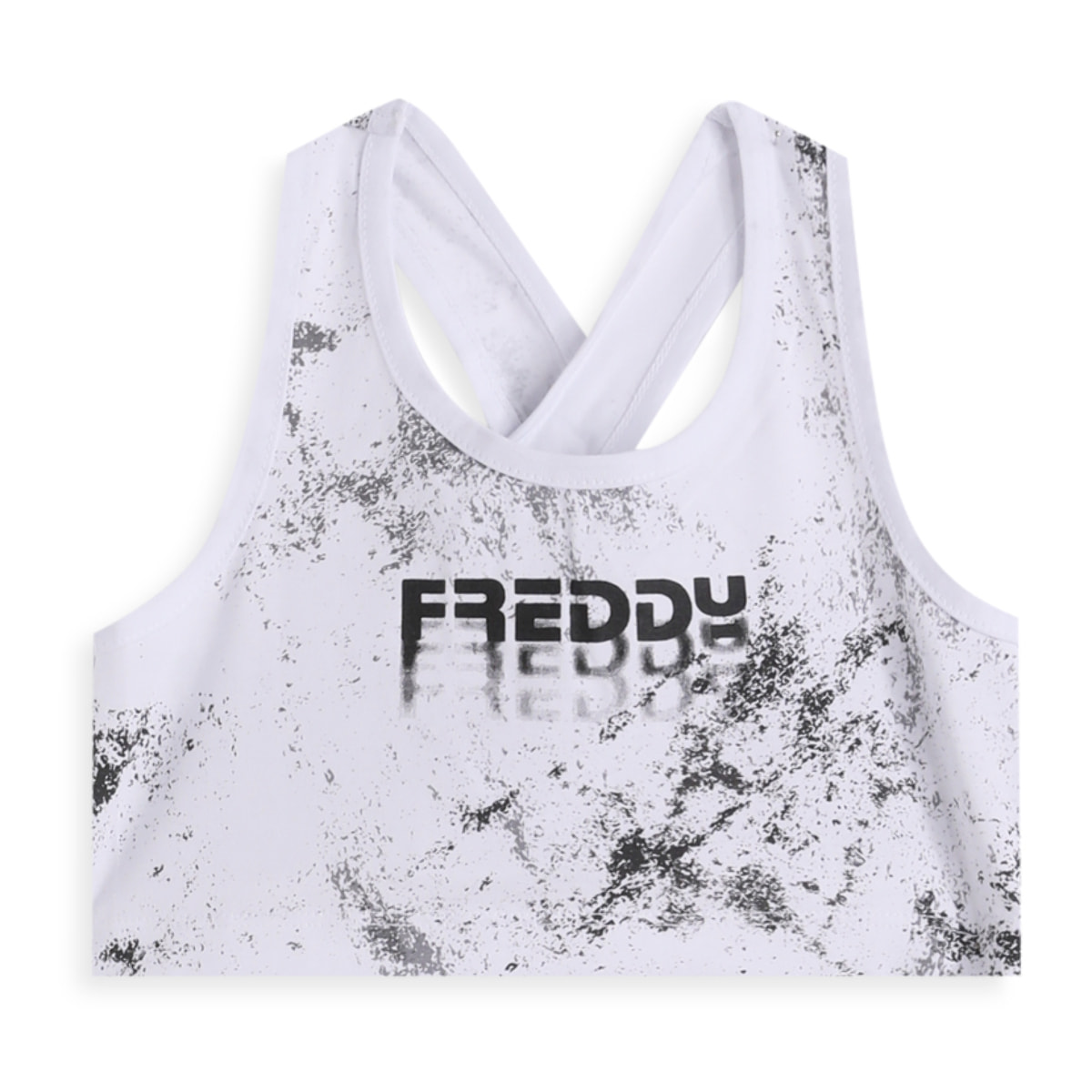 Top bambina effetto spray con incrocio posteriore