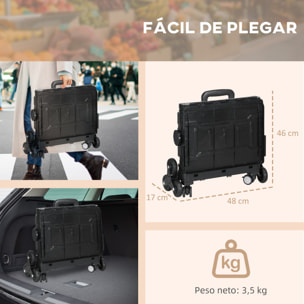 Carrito de la Compra Plegable Carrito para Supermercado con 2 Ruedas Longitud de Mango Ajustable Capacidad 35 Litros para Oficina Escuela Hogar 48x43x95 cm Negro