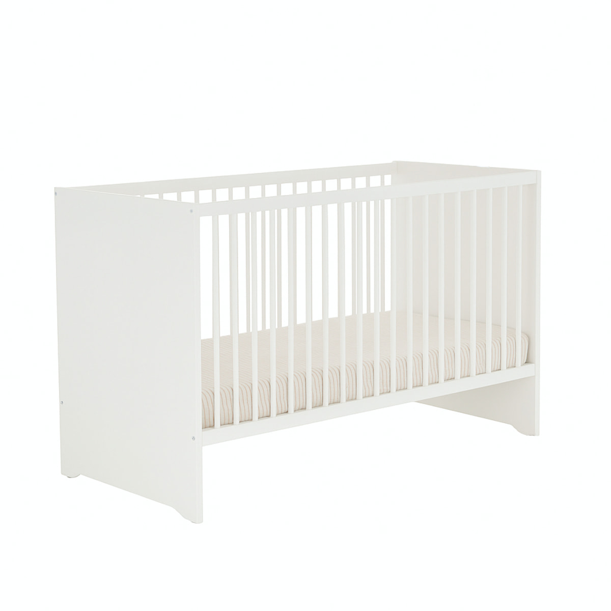 Lit bébé 120x60 avec têtes de lit panneaux laquées blanc et sommier réglable