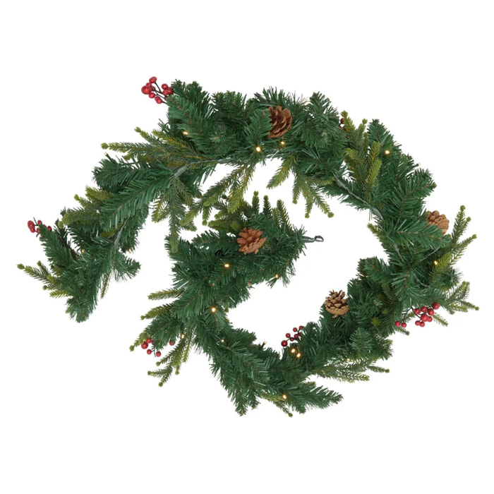 Guirlande LED baies et pommes de pain l.1,8m vert