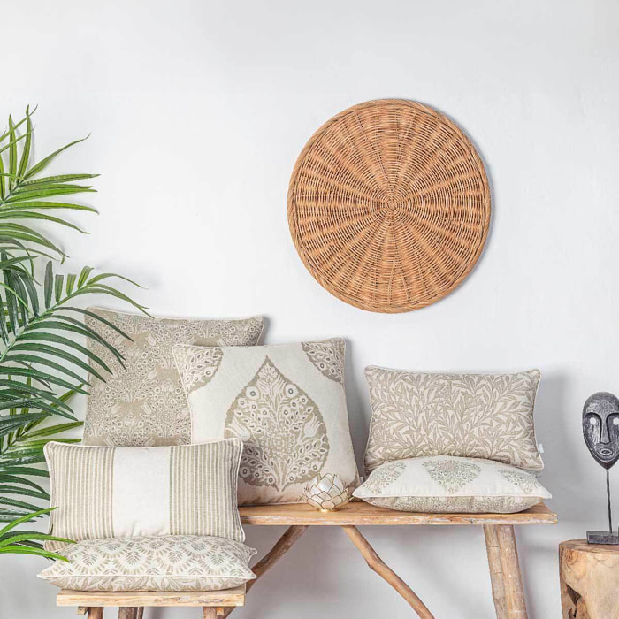 2 Fundas de cojín de algodón BLUE LEAF R 50x50 cm . Disponible en varios colores.