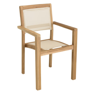 FUN - Ensemble de jardin en bois teck et textilène 8/10 personnes