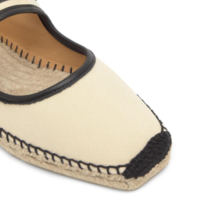 Alpargata plana Padua estilo mary-jane en algodón orgánico y cuero