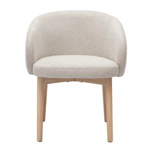 Chaises en tissu effet velours texturé beige et bois clair (lot de 2) TORVI