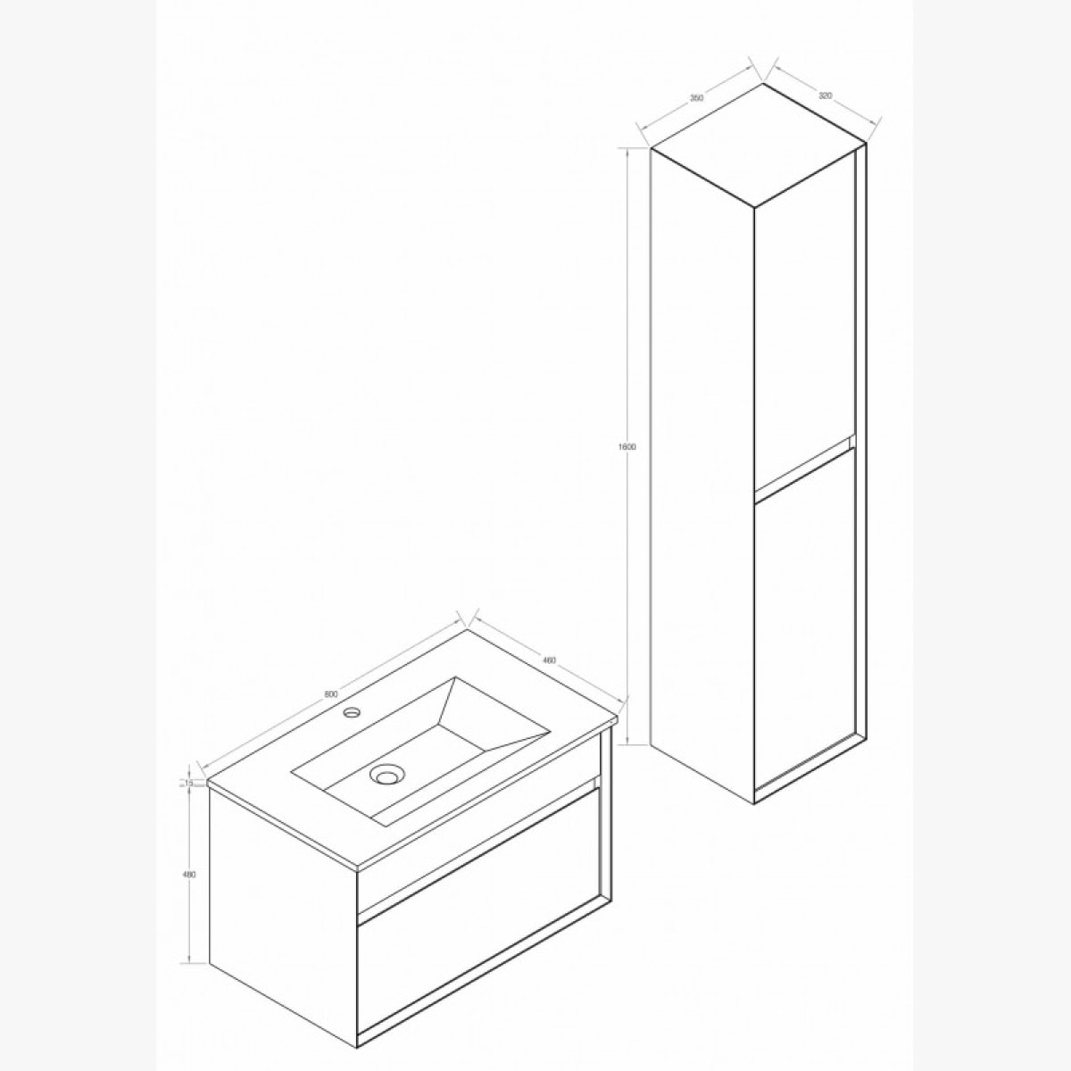 Ensemble meuble de salle de bain 80 cm Aquaroca