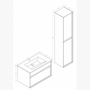 Ensemble meuble de salle de bain 80 cm Aquaroca