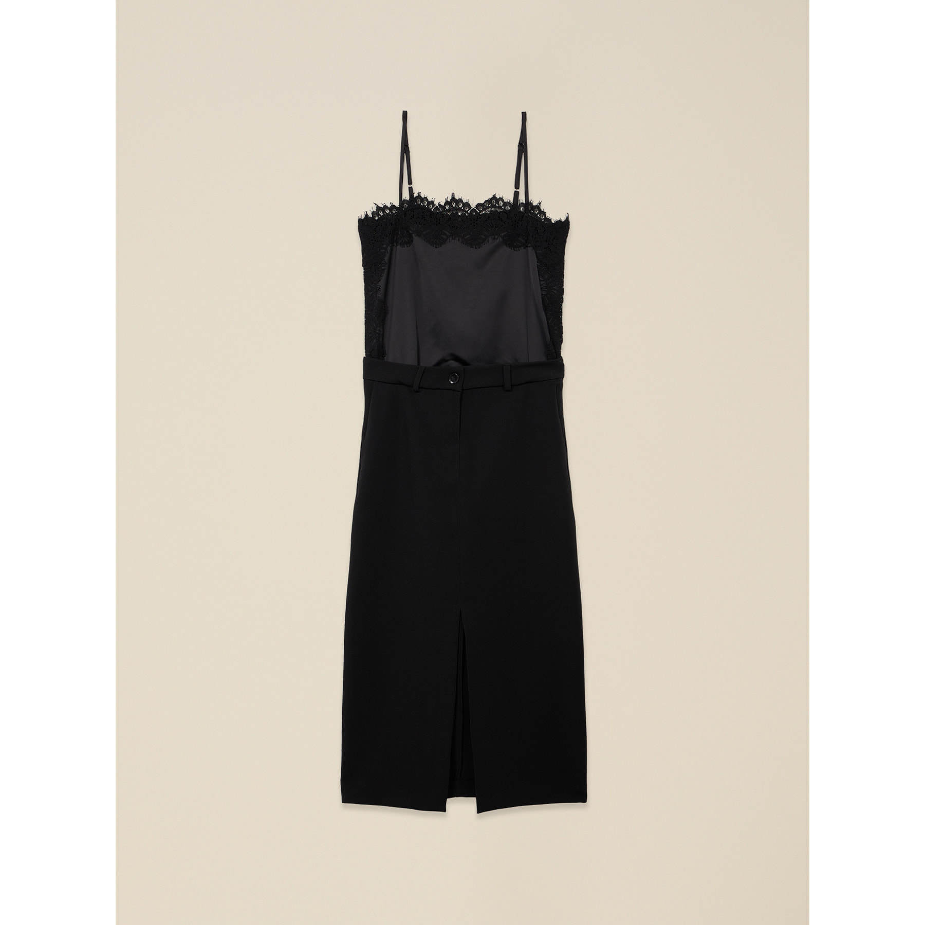 Oltre - Vestido tubo bimaterial - Negro