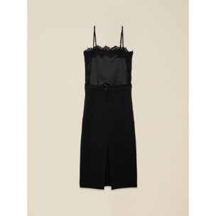 Oltre - Vestido tubo bimaterial - Negro