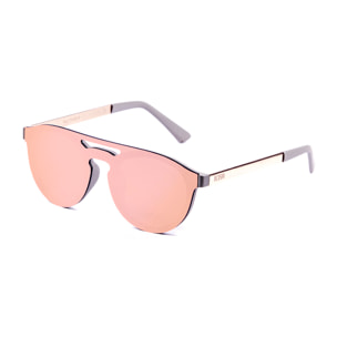 Gafas de sol OCEAN SAN MARINO - Gris sólido mate con patillas de metal dorado / Plana rosa revo