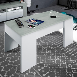 Mesa Centro Elevable 45x100x50cm Cemento/ Blanco Artik