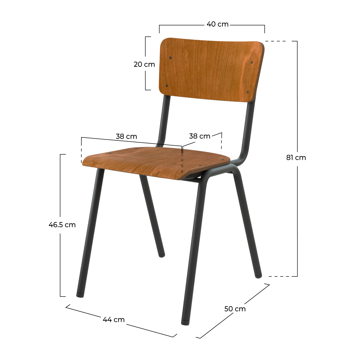 Lot de 2 chaises écolier empilables en bois foncé - Clem