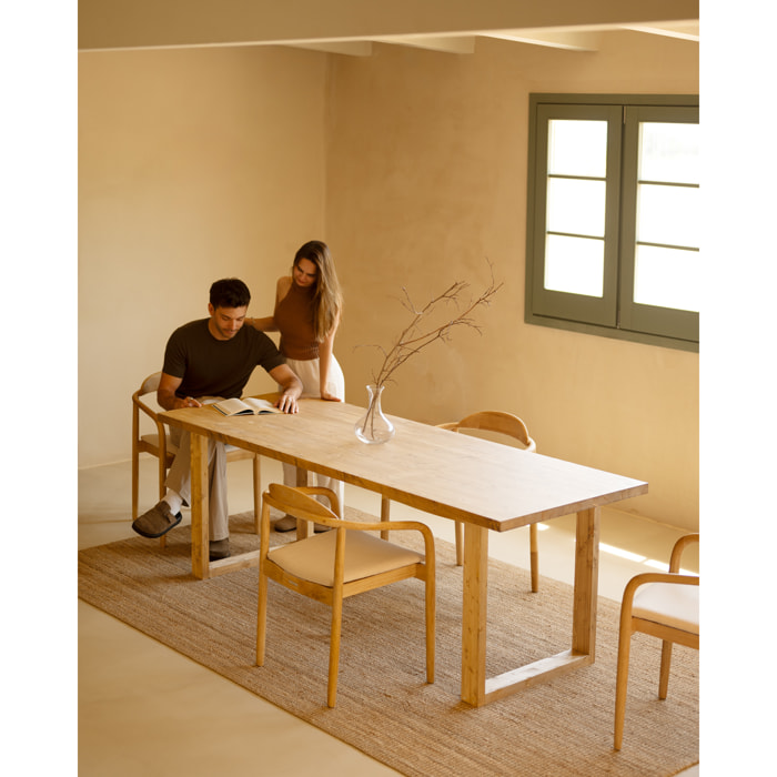 Mesa de comedor de madera maciza en tono roble medio de varias medidas