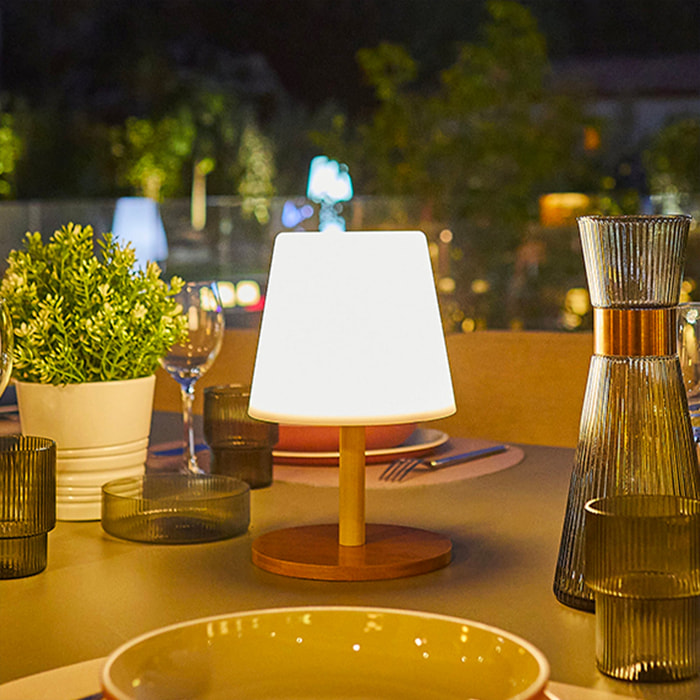 Lampe de table solaire STANDY MINI WOOD SOLAR H25cm