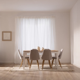 Table à manger extensible Vilna -bois massif de mindi et placage d'acacia-couleur blanc bergen/naturel 150 x 78 x 90 cm