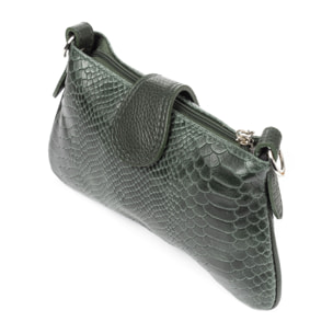 Allerona Bolso de mano Mujer.Piel auténtica Gamuza Grabado Serpiente