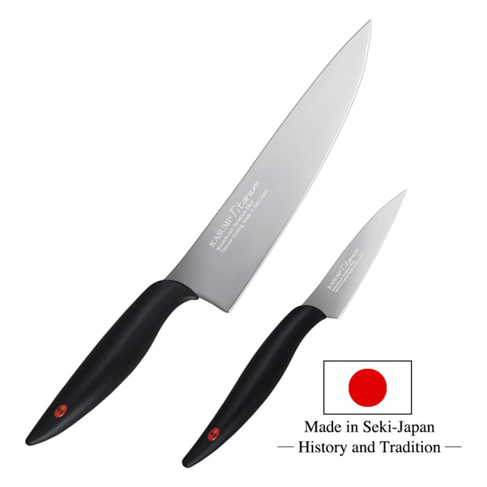 Lot de 2 couteaux Kasumi Titanium gris anthracite Chef + Office