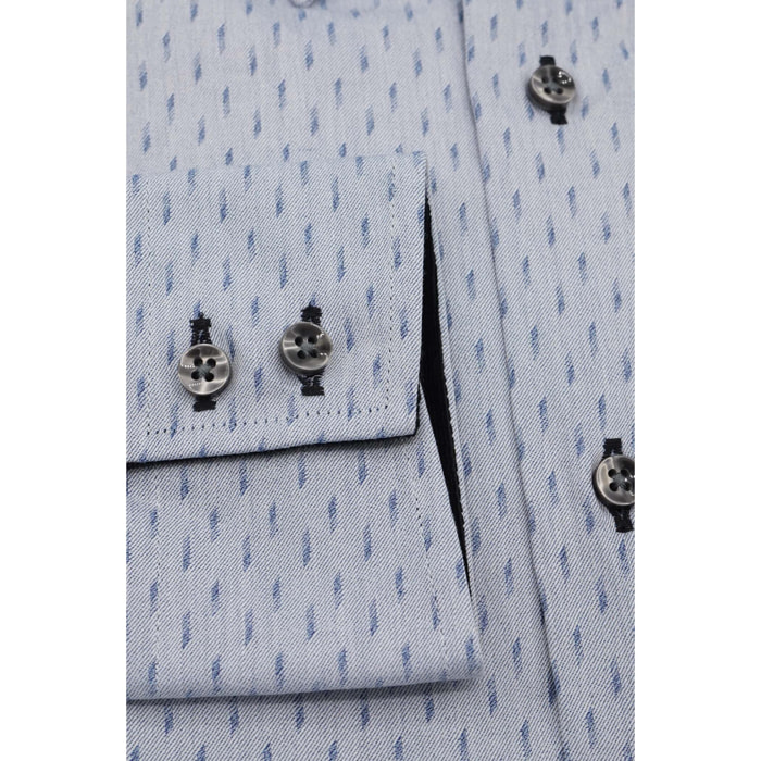 Camicia Uomo 2bottoni Button Down Doppio Collo Slim Jacquard Fantasia Grigio/Grigio Scuro