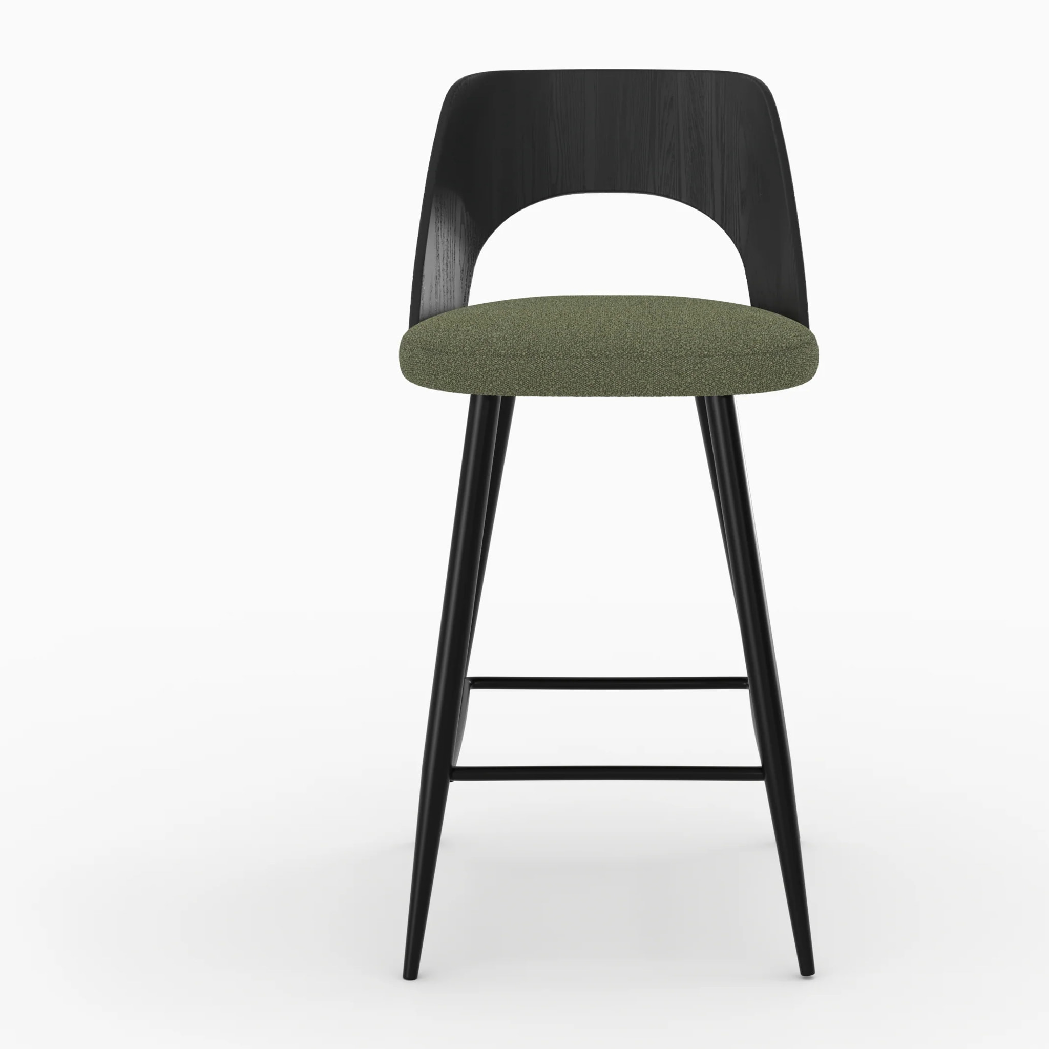 Lot de 2 chaises pour îlot central en tissu bouclé vert kaki 66 cm - Mindy