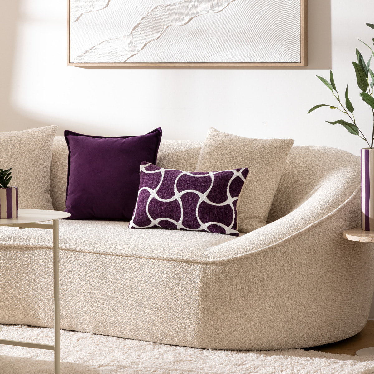 Housse de coussin Jeni chenille violet 50x30cm