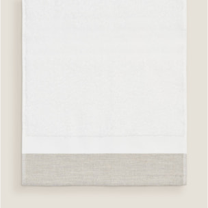 Toalla cenefa con lino Gairo color blanco 100% Algodón