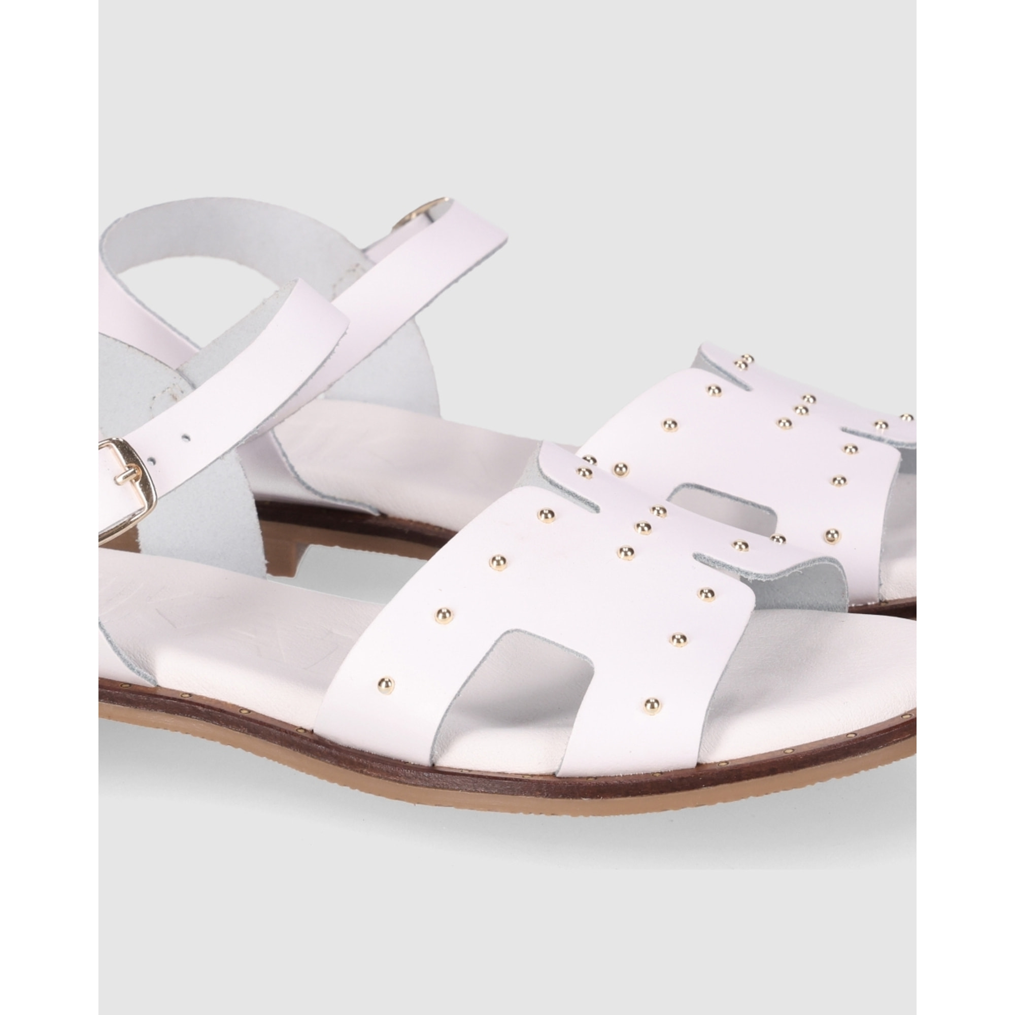 Sandalias de Piel - Blanco - Tacón: Bajo