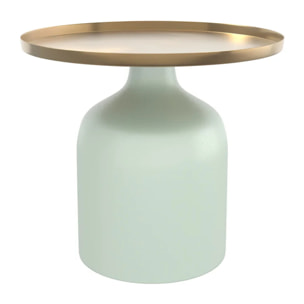 Table d'appoint ronde en métal vert d'eau et laiton D44,5 cm - Lyne