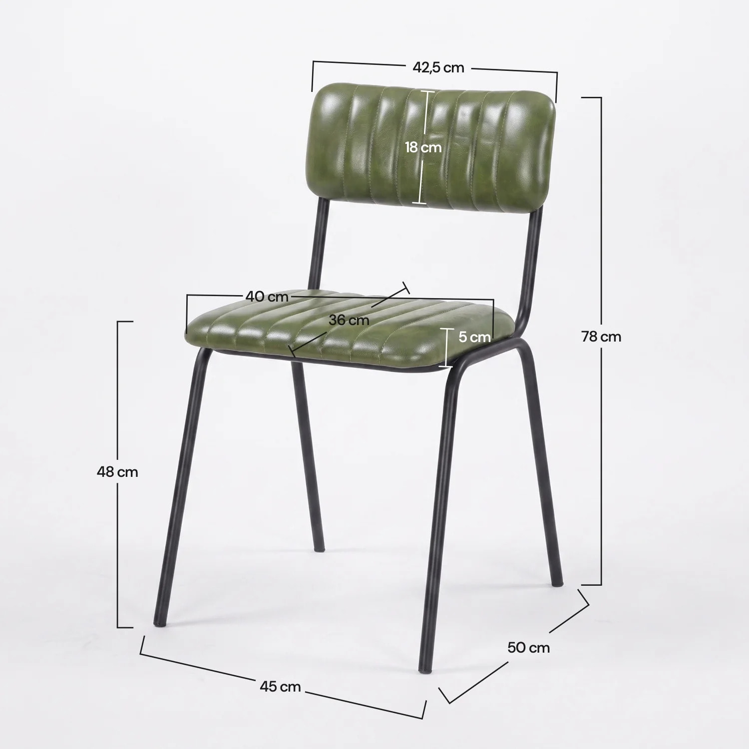 Lot de 2 chaises en cuir de buffle vert - Arsène