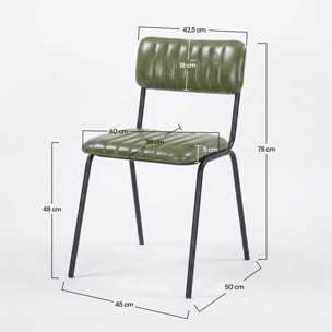 Lot de 2 chaises en cuir de buffle vert - Arsène